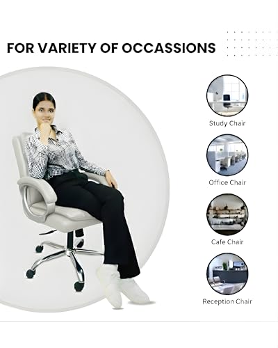 Image of activa Executive Revolving Office Chair | Ergonomic Computer Desk Chair with Cushioned Seat| Heavy Duty Steel, Adjustable Height & 360 Swivel Wheel| Study /Home /Offcie Visitor Chair (Star, Light Grey)