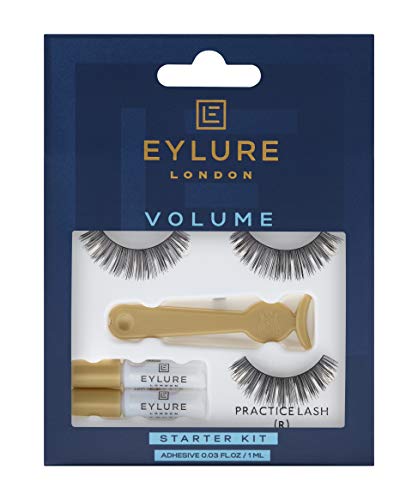 Eylure Volume False Eyelashes Starter Kit, Style No. 101, Reusable, Adhesive Included, 1 Pair