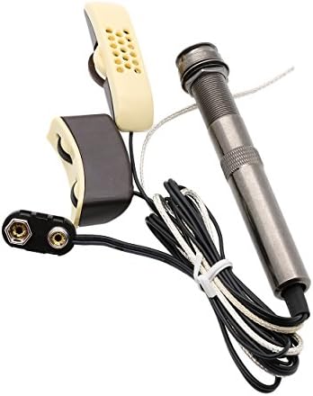 ASCENDAS Folk Acoustic Guitar Pickup, A-202 Guitar Equalizer Piezo Pickup Amplifier Tuner with 6.35mm Output Jack (with Microphone)