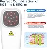 Dispositivo de terapia de luz roja fría láser para alivio del dolor en hombro, articulaciones y músculos | 13 piezas x 650nm + 3 piezas x 808nm, 4 potencias + 4 temporizadores, portátil, con soporte, para espalda, rodilla 1 unidad (Paquete de 1) 4