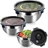 Daily Treasures Storage & Mixing Bowls with Lids - 3-Piece Stainless Steel Set Airtight Snap-Lock Bowls for Mixing & Storage Dishwasher Safe 5L 3L 1.5L for Kitchen Salads