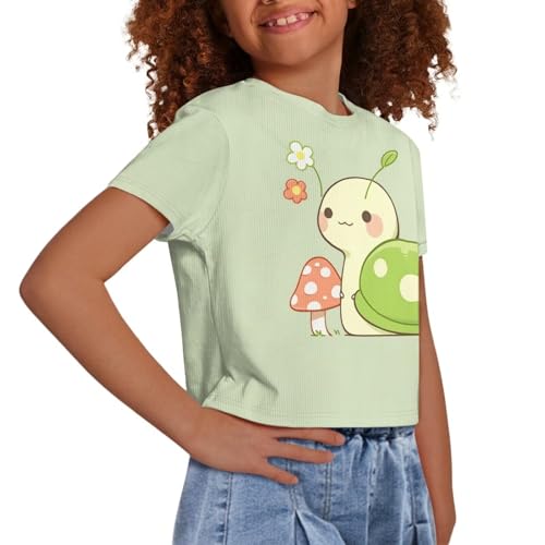 Girls Fashion Crewneck Tee Shirts Casual Short Sleeve Crop Top Summer Outfits 5-14 Year4