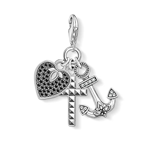 Pendentif À Breloque Ancre Coeur Croix, Pendentif À Breloque en Argent Sterling 925 Cadeau De Bijoux d'amour for Femmes Hommes Filles (Color : Lobster Clasp)
