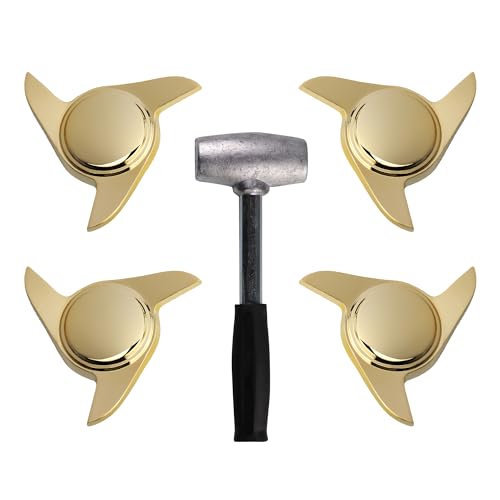 British Wire Wheel 3 Ear Sharkfin Gold Spinner Caps (Set ...