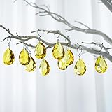 Caractéristiques : couleur : jaune ; matériau : cristal K9 ; taille totale : 65 × 27 × 12 mm ; colis : 10 perles de cristal