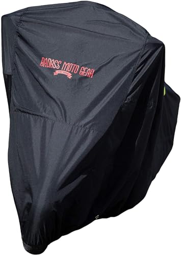 Badass Moto Ultimate Motorcycle Cover Waterproof Outdoor, Heavy Duty Motorcycle Cover for Harleys - Motorcycle Sun Cover, Fits Harley Davidson Motorcycle Covers, Street or Sportbike Cover - Medium