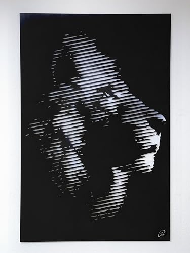 Décoration murale en bois lion noir tableau suspendu salon chambre 59x39cm