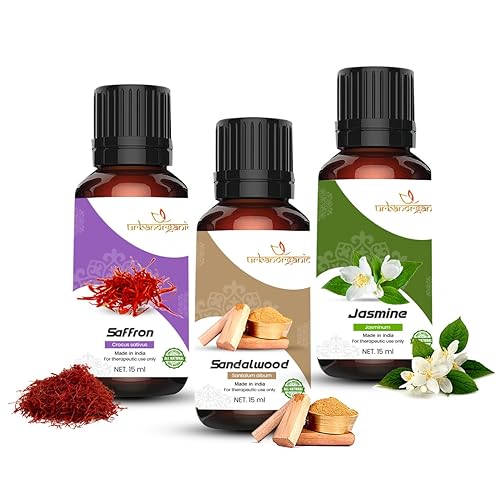 Image of Pure Combo Of 3 Essential oil For Hair & Skin Natural Therapeutic Grade & Undiluted Oil 15ML (Saffron-sandalwood-Jasmine)