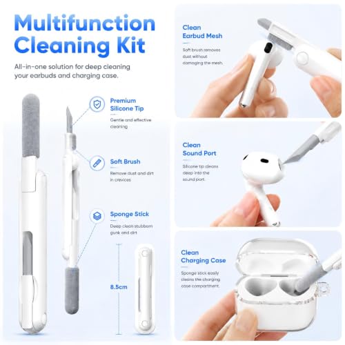 Image of for AirPods 4 Case with Cleaner Kit, Crystal Clear Cover | Highly Transparent Anti-Yellowing TPU,Shockproof,Scratch-Resistant,Travel-Ready Keychain Cover for Work,Gym&Daily,Clear White