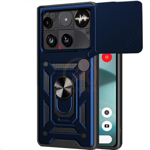 Image of Armor Bumper Back Cover Case for Nothing Phone 3 | Rotating Camera Cover, Ring Holder & Kickstand | Heavy Duty & 360 Degree Protection Nothing Phone 3 Back Cover (Blue)