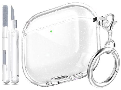 Image of for AirPods 4th Generation Case Cover 2024, Military-Grade Shockproof, Soft TPU Highly Transparent Anti-Yellowing for AirPods 4 Case with Cleaning Kit & Cute Round Buckle, Gitter