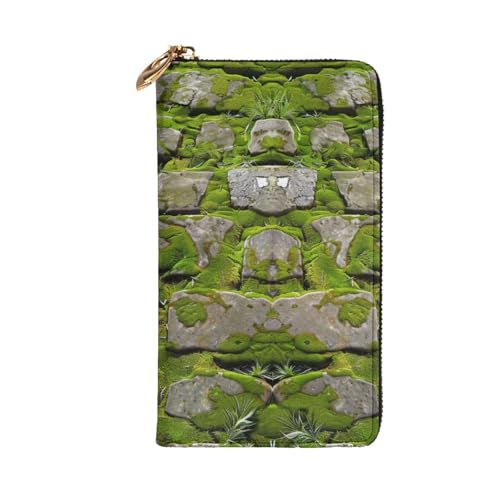 Moss Stone Pavement Printed Long Wallet for Women Men Cute PU Leather Wallet with Coin Purse and Credit Card Holder2
