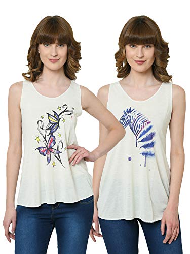 Image of Mack Jonney Graphic Print Regular Fit Tank Tops for Women (Pack of 2) LT 11 0002-P