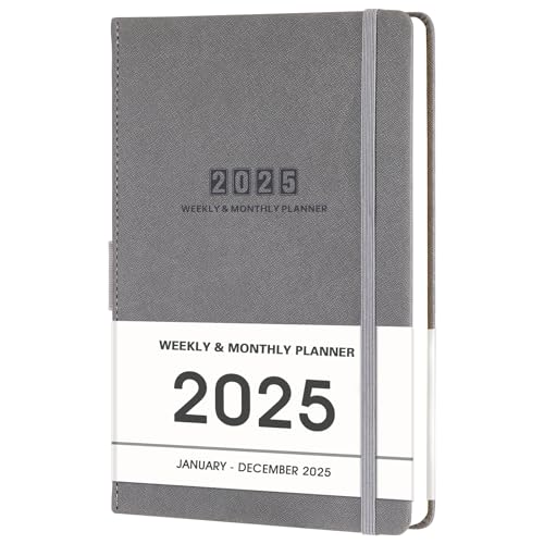 Artfan Planner 2024-2025 - 2024-2025 Planner Weekly and Monthly, July 2024 - June 2025, 5.75" x 8.25", Leather Planner 2024-2025 with Thick Paper, Pen Loop, Back Pocket with 40 Notes Pages - Grey