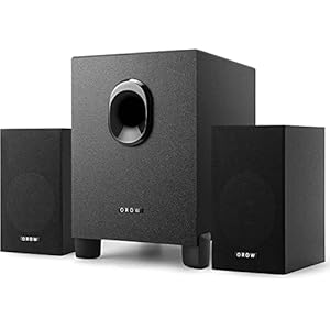 OROW PC Lautsprecher,16W 2.1 Lautsprecher für PC mit Subwoofer, USB-betriebene,HI-FI Stereo Sound,Computer Lautsprecher,Starke Bass, Ideal für Gaming/PC (Holz)