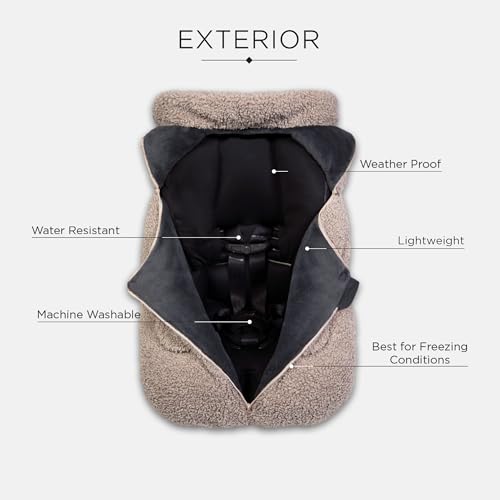 Image of 7AM Enfant Car Seat Covers - Cocoon Baby Cover for Boys & Girls, Rain & Snow Repellent, Breathable Windproof, Center Zipper, Universal Fit for Infant Car Seat (0-12M) (Oatmeal)