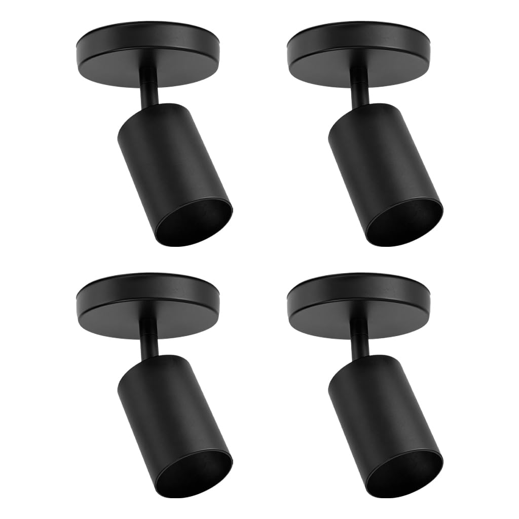Faretto orientabile 4 pezzi senza lampadina GU10, lampada da parete interna, faretto da parete, faretto da soffitto, faretto da soffitto nero opaco girevole 350°/90° per soggiorno, cucina