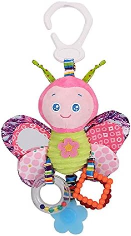 D-KINGCHY Baby Toys Car Seat Stroller Toy Plush Hanging Toy Animal Stuffed Hanging Rattle Toys Newborn Crib Bed Around Toy with Teether Rattle Sound for 0-3 Years Old (Butterfly)