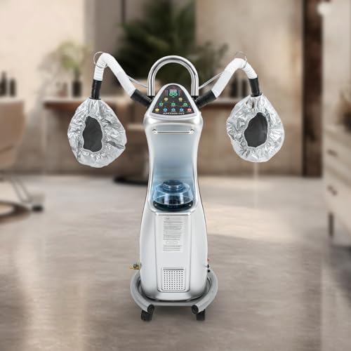 Image of Professional Hair Steamer, 650W Micro-Mist Hair Steamer Stand Hair Treatment Machine with Two Steam Caps for Hair Deep Care Hair Repair Salon Spa (Silver)