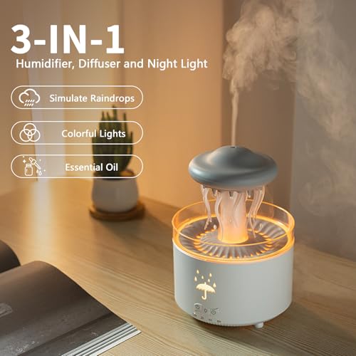 Humidificateur diffuseur d'arôme 300ML avec télécommande et effet pluie