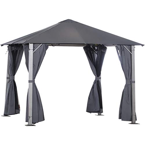 Outsunny 10' x 10' Soft Top Outdoor Pergola Canopy Gazebo with Beautiful Wood-Grain