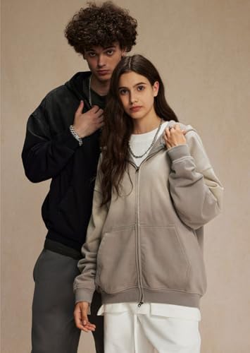 Acid Wash Mens Zip up Hoodies Vintage Womens Hooded Sweatshirt with Pockets Unisex Tops4