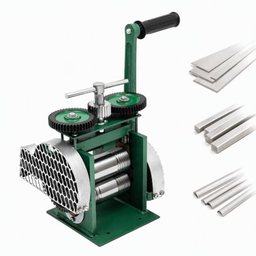 MRFIOJYDR Jewelry Press 3 in 1 Jewelry Rolling Mill Machine Manual Metal Sheet Roller Tool w/Adjustable 0.01-18mm Press Thickness Gear Ratio 2.4:1 for Crafting Metal Sheet Square Wire Semicircle