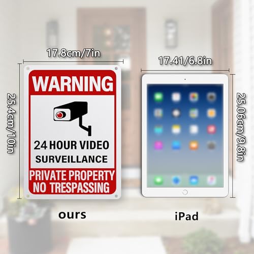 DiDiBriDi video surveillance signs outdoor, Private Property No Trespassing,UV Printed, Rust Free Aluminum 10 x 7 in, Security camera sign for home, Business, Driveway Alert, CCTV - Thumbnail 5