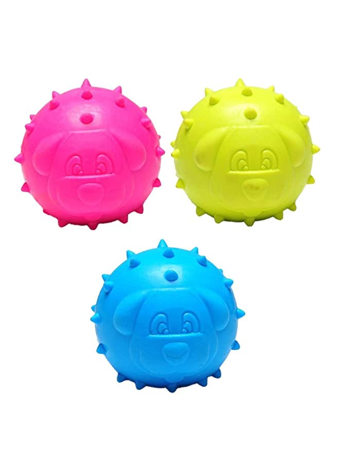DOG TRUST Pet Treat Dispensing Spike Ball Toy - Durable and Interactive Chew Toy for Dogs and Puppies - Pack of 3 (Multicolor) (B0BJ8QP323) Amazon Price History, Amazon Price Tracker