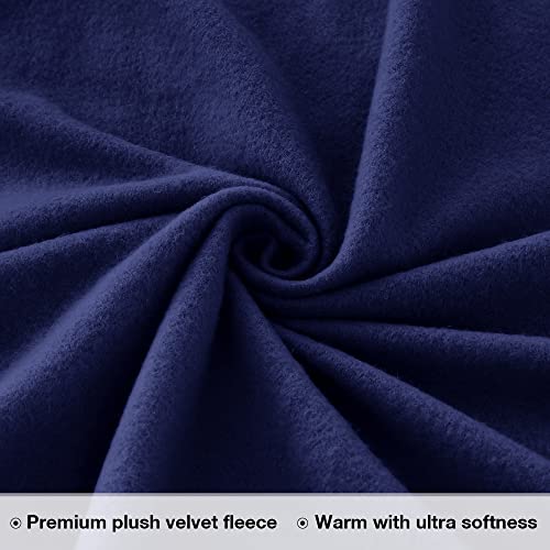 Image of Viviland Plush Micro Fleece Queen Bed Sheet Set - Soft Fuzzy Polar Fleece Velour Velvet Sheets - Extra Warm Winter Fleece Bed Sheets with Deep Pocket - Navy - Queen | Soft Flannel-like Fleece, 100% Polyester, Fluffy Velvety Feel, 200GSM, 15 inch Deep Pocket, Warm Winter Gift & Decor