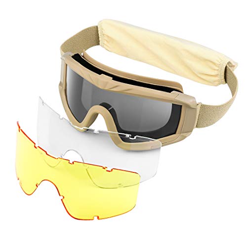 xaegistac Airsoft Goggles Tactical Safety Goggles Anti Fog Glasses Hunting Cycling