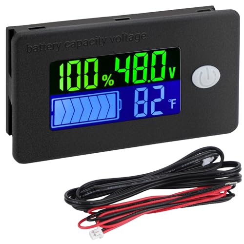 Drok 48 Volt Battery Meter, 10-100v Golf Cart Battery Meter DC Voltage Regulator Car Battery Tester