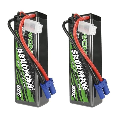 OVONIC 80C 3S 5200mAh 11.1V Lipo Battery with EC5 Connector for arrma 1/10, 1/8, 1/7Scale RC Cars and Trucks Buggy Truggy 2pcs Cover