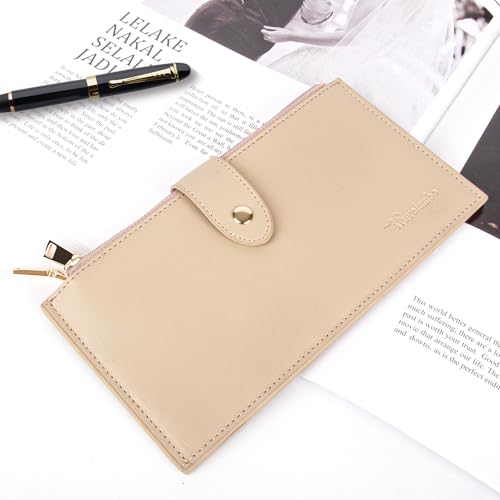 Image of Travelambo Leather Wallets for Women Slim RFID Blocking Bifold Credit Card Holder Wallet