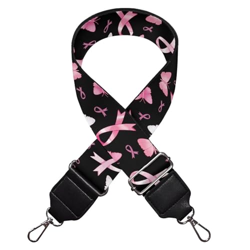 Image of GLENLCWE Pink Ribbon Purse Strap Replacement Crossbody Wide Shoulder Strap Adjustable Canvas Straps Handbag Strap Replacement Belts