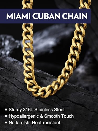 Bandmax Stainless Steel Miami Cuban Link Chain Necklaces for Men Silver Tone/Gold/Black Classic Curb Chains Hip Hop Rock Biker Necklace Jewelry2