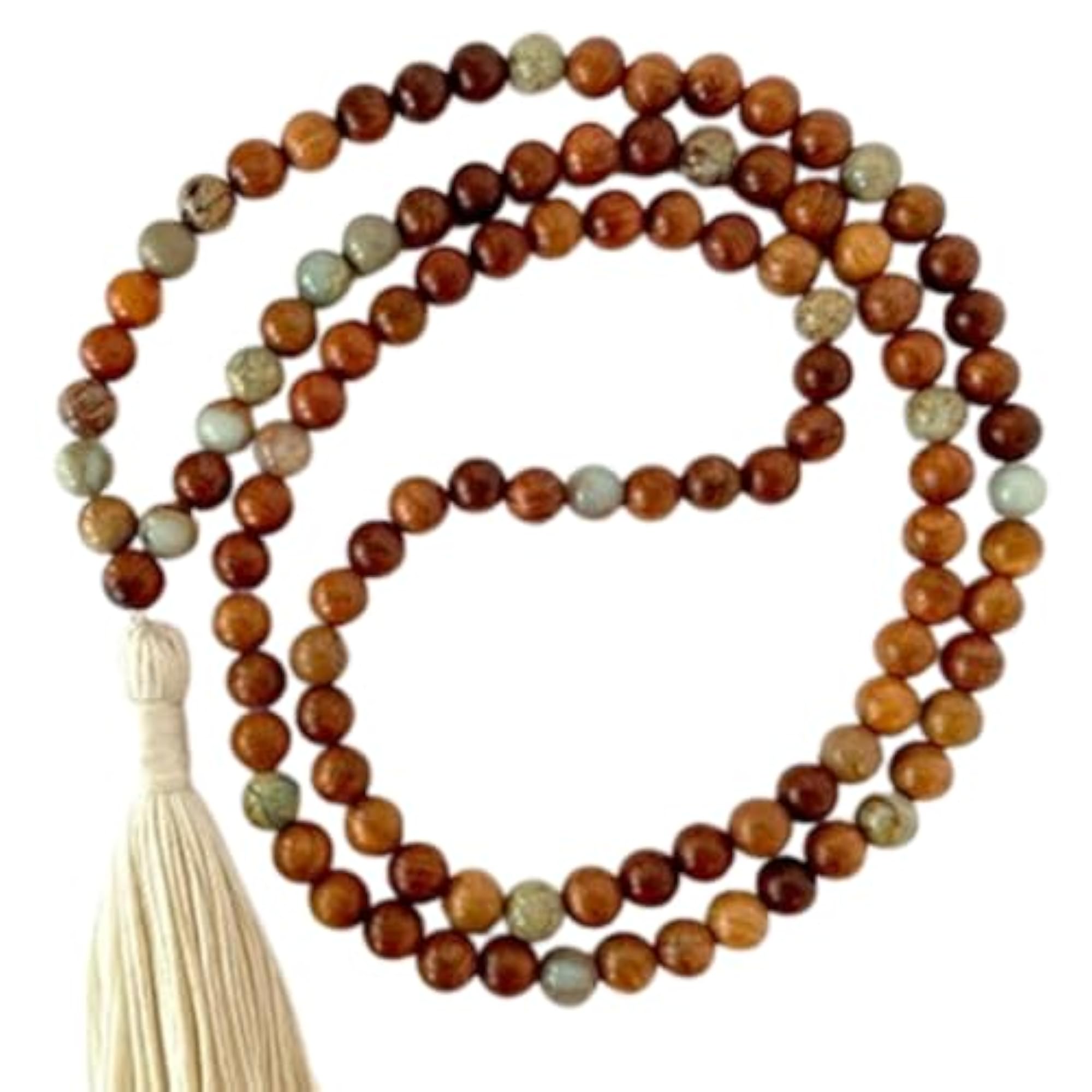 Natural Emperor Jasper & Sea Sediment Jasper 6MM Beaded Mala Necklace