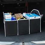 Car Trunk Organizer, Portable Foldable Waterproof Auto Storage Bag with 3 Compartments, Collapsible Cargo Trunk Groceries Organizer, Car Accessories Universal for SUV, Truck, Van, Sedan (Black) - Image 7