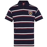 West Ham United FC - Herren Polo-Shirt mit Streifen - Offizielles Merchandise - Geschenk für Fußballfans - Dunkelblau - M