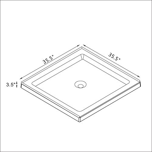 Goodyo 36" x 36" Shower Base Single Threshold Center Drain Shower Pan in White