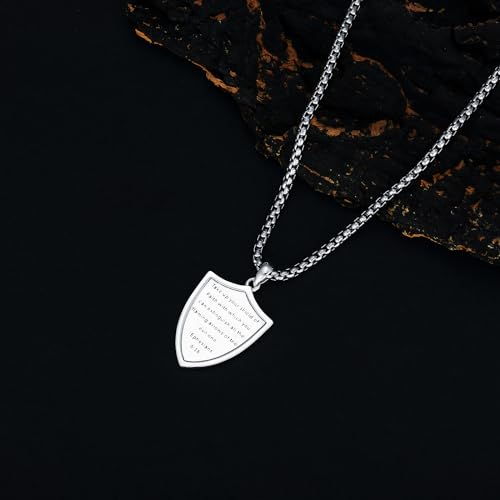 Shield of Faith Necklace with Ephesians 6:11-18 925 Sterling Silver Armor of God Pendant Knight Templar Necklace Jewelry Gift for Men4