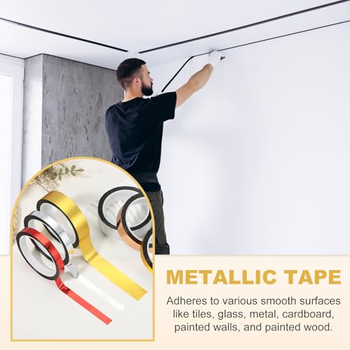 PATIKIL 50mmx50m Metallband Selbstklebend Leiste, Zierleisten Selbstklebend Metall Glänzendes Gold Klebeband Wasserdicht Dekorstreifen für Wände Tür Decke Möbel Modellbau Basteln