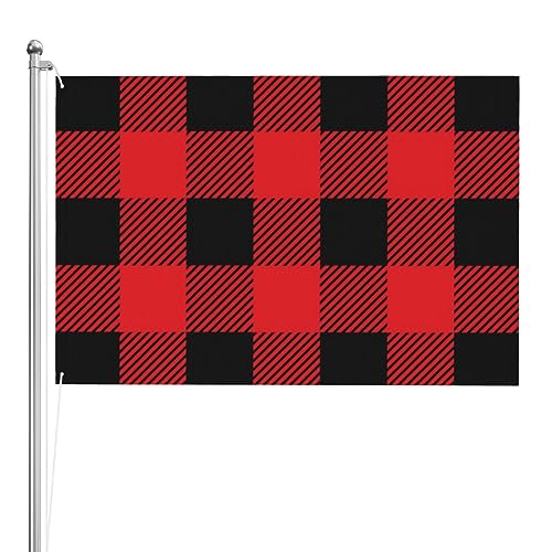 Drapeau à carreaux rouge et noir pour décoration de jardin et bienvenue de la maison
