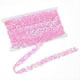 12 Yards Pink Sequin Trim Flat Sequin Rbbon Trim Sequins Beaded Strip Rick Rack Wave Woven Braided Trimming Metallic Glitter Paillette Fabric Ribbon for Crafts Sewing Clothes Home Party Decoration