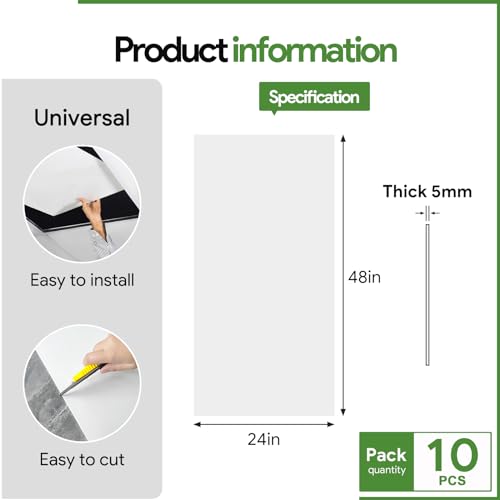 2ft x 4ft Smooth White Ceiling Tiles for Suspended Ceiling Grid, Waterproof, Fire-Rated and Reusable Drop Ceiling Tile - Box of 10 (80 sq. ft.) by Fasarxiu - Image 2