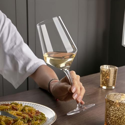 Image of PrimeWorld Crystal Wine Glasses Set of 2-400 ml | Laser-Cut Thin Rim Long Stem Glassware for Red & White Wine | Ultra-Thin Lightweight Wine Tasting Glasses | Elegant Gift Set