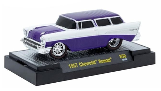 M2 Machines 82161-R30 25-08 1:64 Scale Ground Pounders 1957 Nomad Purple/White