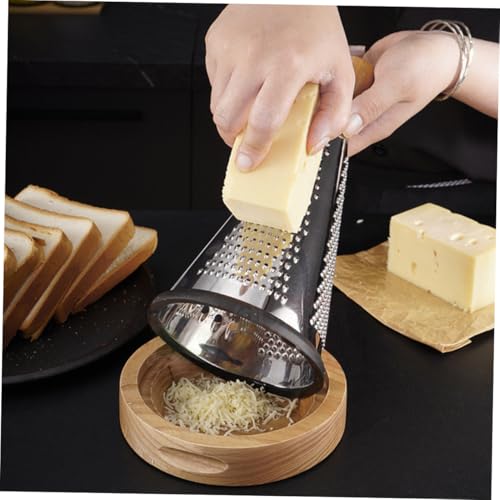 Rallador de queso con mango cómodo acero y madera miniatura 4