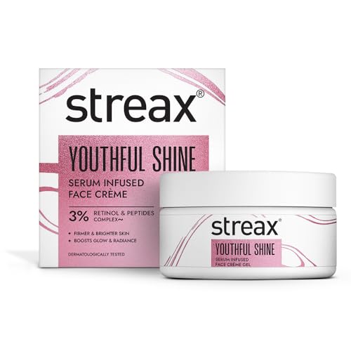 Streax Youthful Shine Serum Infused Face Cream, 50 gm with 3% Retinol & Peptides Complex