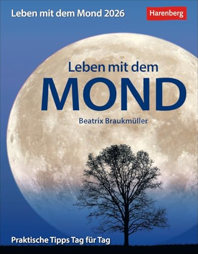 Leben mit dem Mond - Kalender 2026 - Harenberg-Verlag - Wissenkalender - Tagesabreißkalender mit Mondphasen und Einflüssen auf Mensch und Natur - 12,5 cm x 16 cm